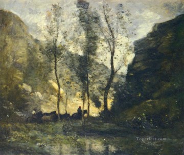  plein Oil Painting - LES CONTREBANDIERS plein air Romanticism Jean Baptiste Camille Corot
